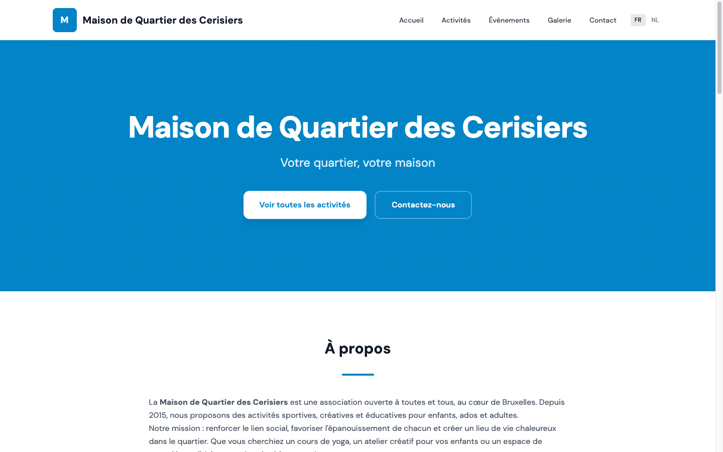 Site vitrine d'une association générée avec Piloty